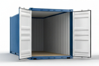 20ft blue self storage container with doors open at Boxxs 20ft blue self storage container with open doors at Boxxs Linlithgow site, serving Polmont and Falkirk Customers.